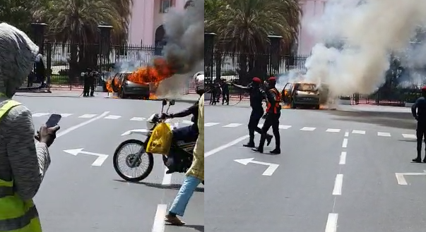 Une Renault prend feu devant le Palais de la République 