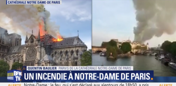 Paris - La Cathédrale Notre Dame prend Feu!
