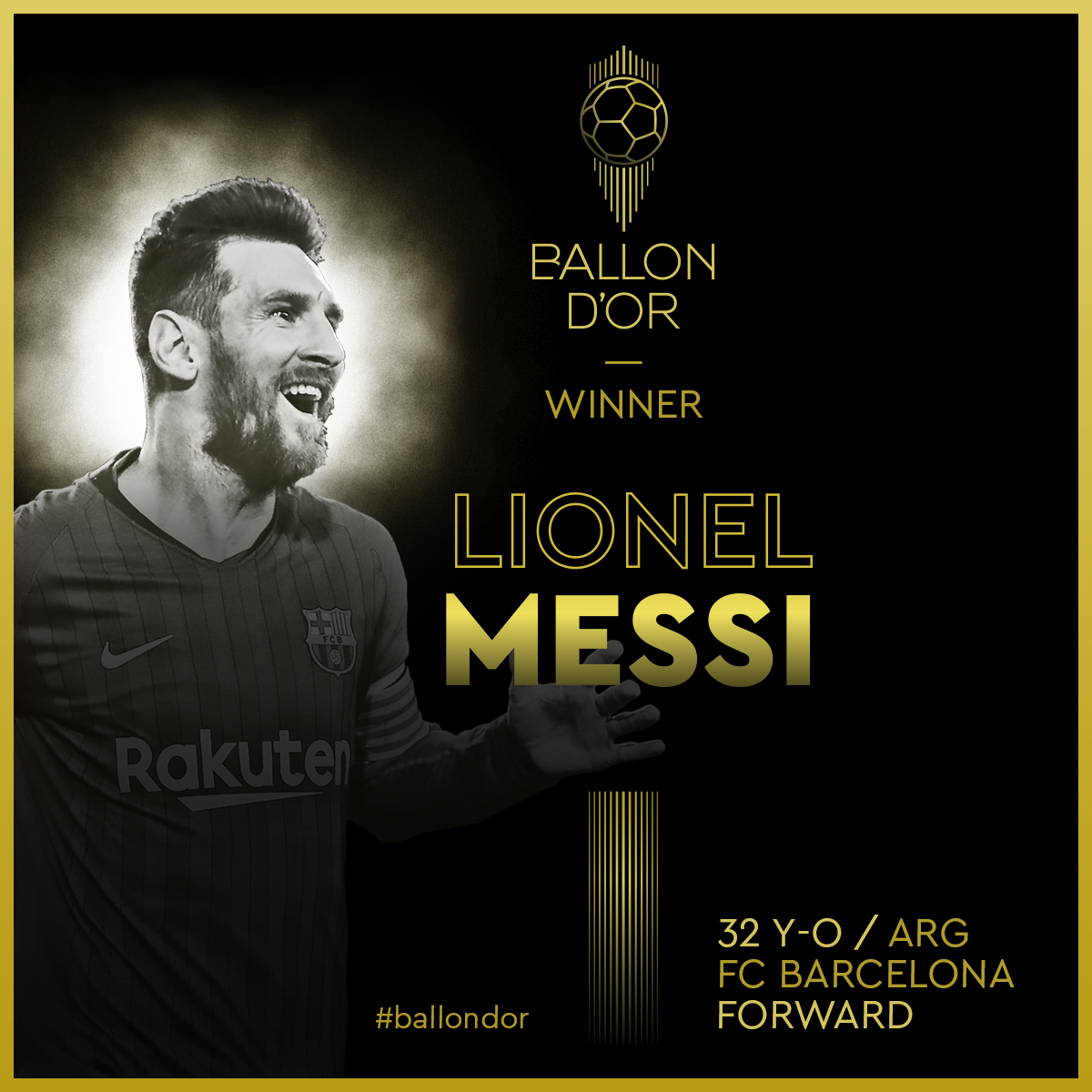 Sixième Ballon d'Or France Football :  Lionel Messi seul au monde