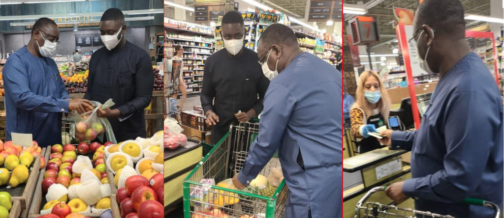Arrêt sur images: Quand Macky fait ses emplettes au supermarché avec son fils ibou